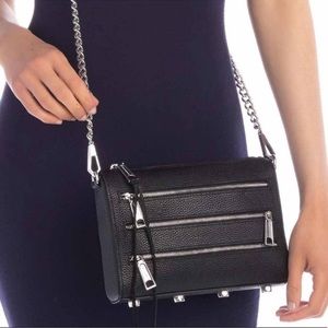 Rebecca Minkoff mini  zip leather crossbody bag, black